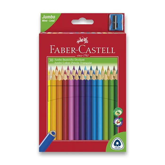 Główne zdjęcie produktu Pastelky Faber-Castell 116530 Junior Triangular 30 barev + ořezávátko