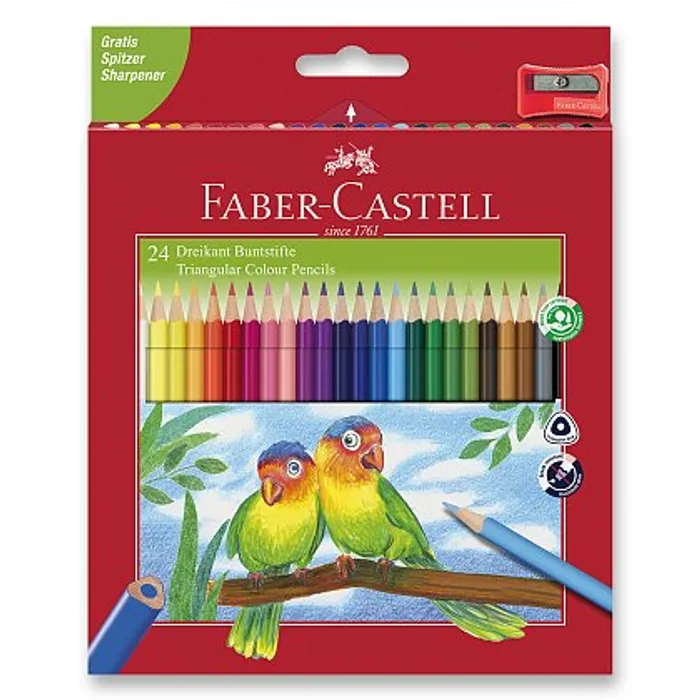 Główne zdjęcie produktu Pastelky Faber-Castell 120524 trojhranné 24 barev + ořezávátko