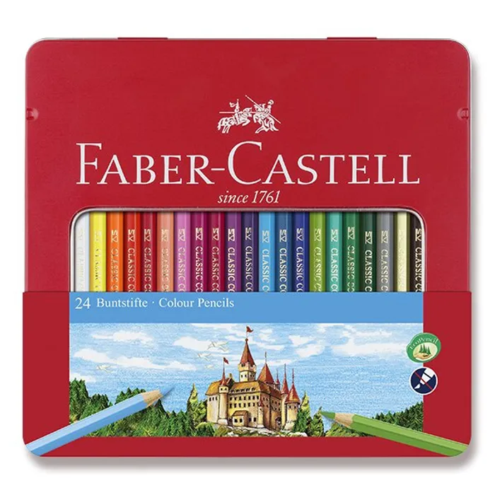Główne zdjęcie produktu Pastelky Faber-Castell 24 barev plechová krabička