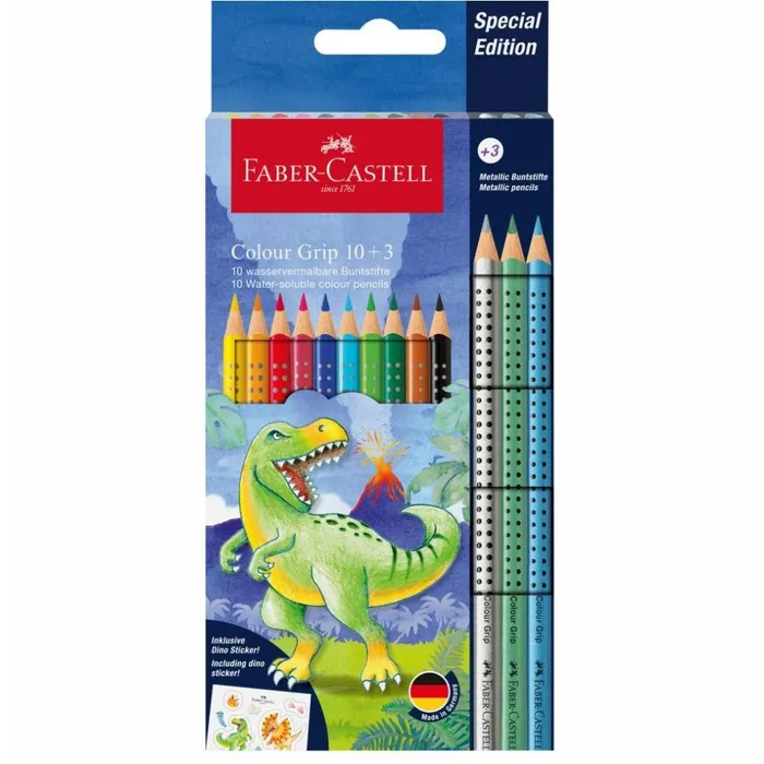Główne zdjęcie produktu Pastelky Faber-Castell Colour Grip Dinosaurus souprava, 13 ks