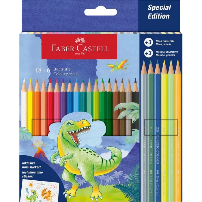 Główne zdjęcie produktu Pastelky Faber-Castell Dinosaurus 24 barev
