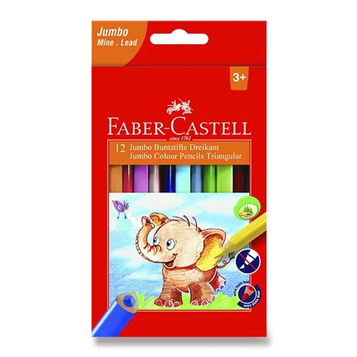 Główne zdjęcie produktu Pastelky Faber-Castell Extra Jumbo 12 barev