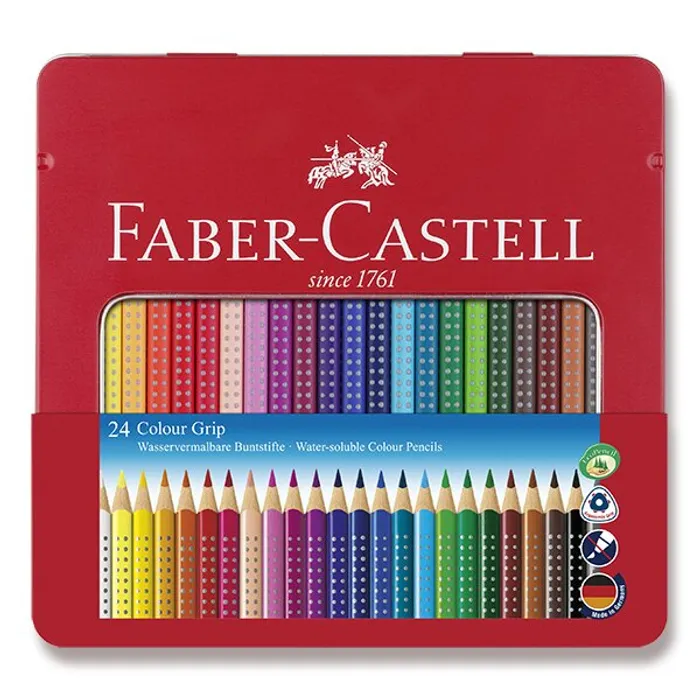 Główne zdjęcie produktu Pastelky Faber-Castell Grip 2001 plechová krabička, 24 barev
