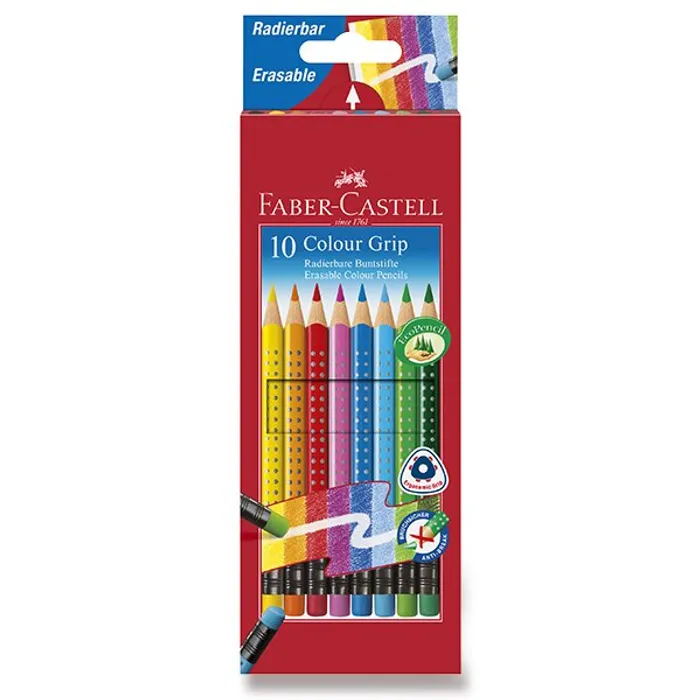 Główne zdjęcie produktu Pastelky Faber-Castell Grip 2001 s barevnou pryží 10 barev