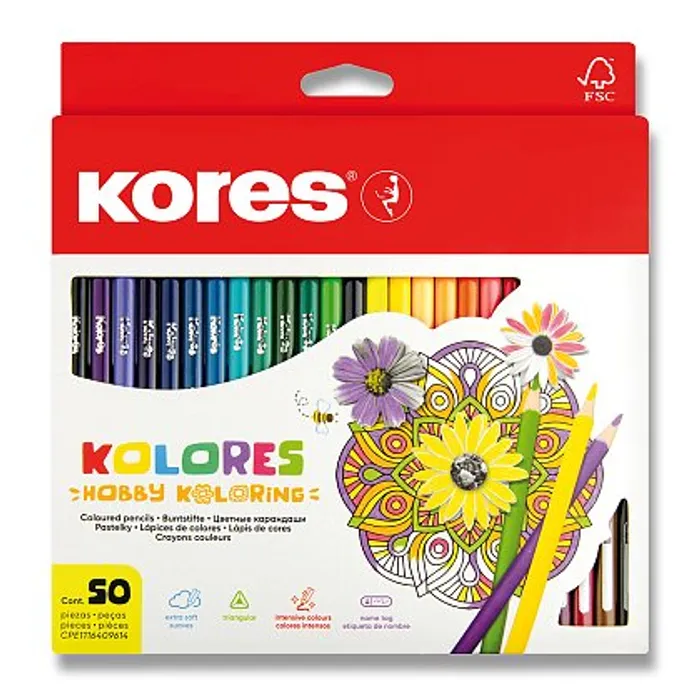Główne zdjęcie produktu Pastelky Kores Kolores Mandalas 50 barev