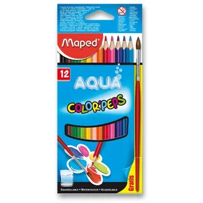 Kredki Maped Color´Peps Aqua, 12 kolorów + pędzelek