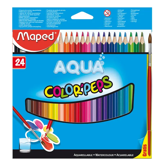Główne zdjęcie produktu Pastelky Maped Color´Peps Aqua, 24 barev + štětec