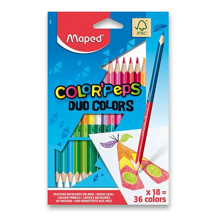 Główne zdjęcie produktu Pastelky Maped Color'Peps Duo - oboustranné pastelky, 36 barev
