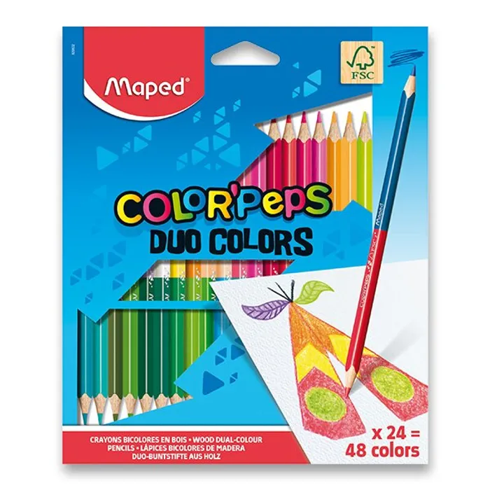 Główne zdjęcie produktu Pastelky Maped Color'Peps Duo - oboustranné pastelky, 48 barev