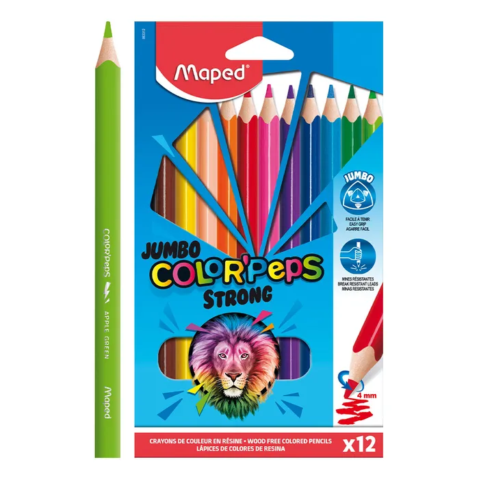 Główne zdjęcie produktu Pastelky Maped Color'Peps Strong Jumbo 12 barev
