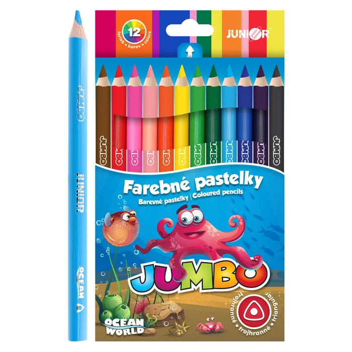 Główne zdjęcie produktu Pastelky Ocean World trojhranu JUMBO 12 ks
