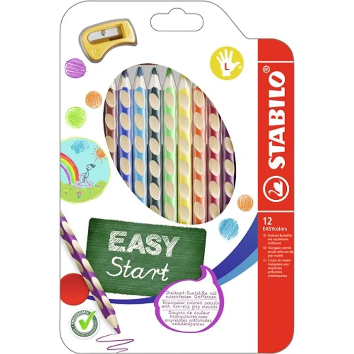 Główne zdjęcie produktu Pastelky pro leváky STABILO EASYcolors - 12 ks sada s ořezávátkem