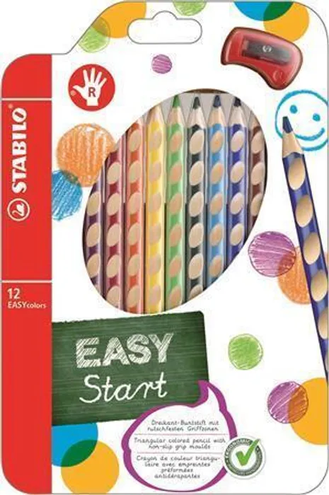 Główne zdjęcie produktu Pastelky pro praváky STABILO EASYcolors - 12 ks sada s ořezávátkem