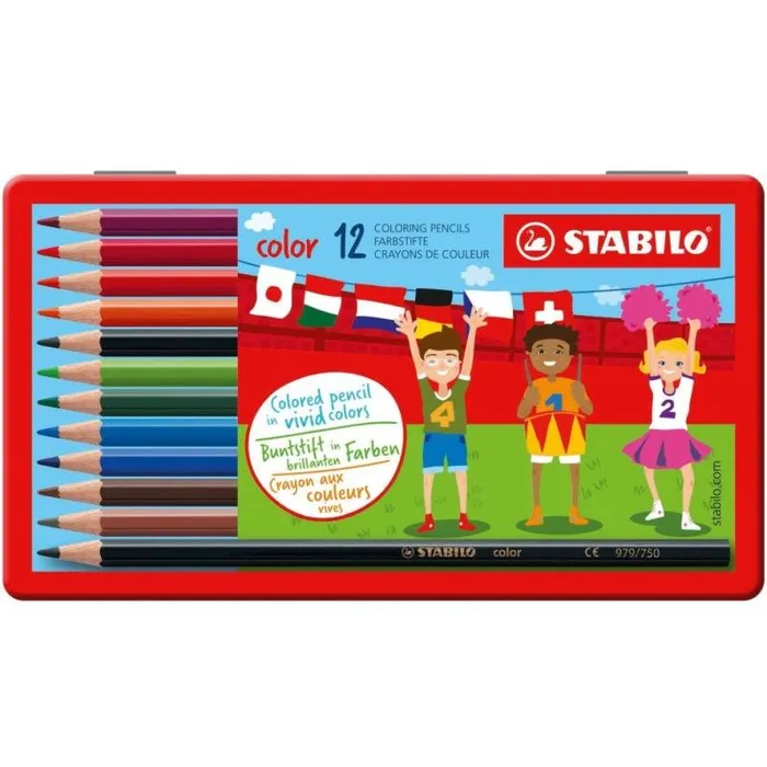 Główne zdjęcie produktu Pastelky STABILO color,sada 12 ks v kovovém pouzdru