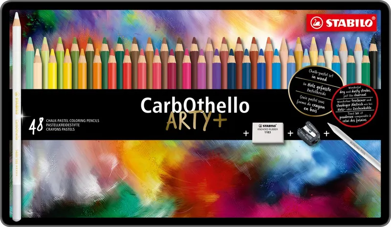Główne zdjęcie produktu Pastelové tužky STABILO CarbOthello ARTY 48 ks v plechovém pouzdru
