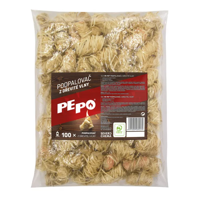 Główne zdjęcie produktu Pe-Po Podpalovač z dřevité vlny 100 podpalů