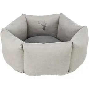 Łóżko okrągłe LENI z wysokim brzegiem, 55 cm, piaskowy/szary