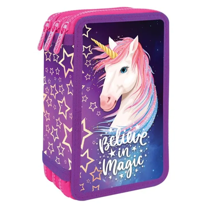 Główne zdjęcie produktu Penál plátěný plný - 3 patrový, 43 dílný - Serie 5 - Believe in Magic