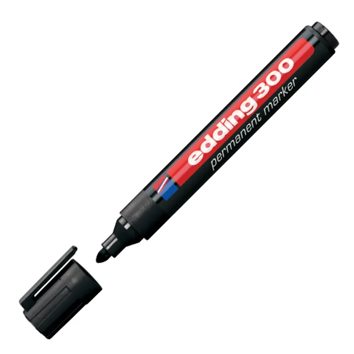 Główne zdjęcie produktu Permanentní popisovač "300", černá, 1,5-3mm, kuželový hrot, EDDING