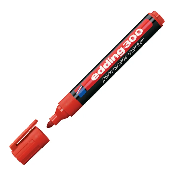 Główne zdjęcie produktu Permanentní popisovač "300", červená, 1,5-3mm, kuželový hrot, EDDING