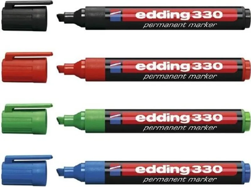 Główne zdjęcie produktu Permanentní popisovač "ED 330", mix barev, 1-5mm, klínový hrot, EDDING