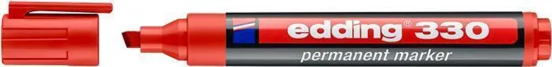 Główne zdjęcie produktu Permanentní popisovač "ED 330", červená, 1-5mm, klínový hrot, EDDING