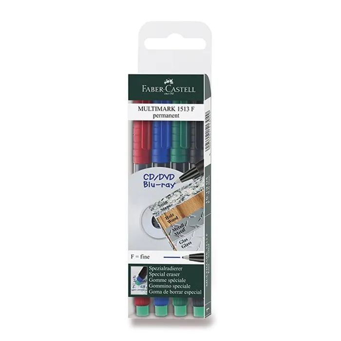 Główne zdjęcie produktu Permanentní popisovač Faber-Castell 1513 F 4 barvy