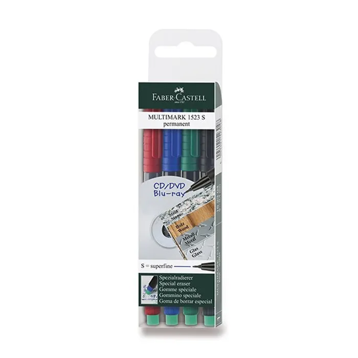 Główne zdjęcie produktu Permanentní popisovač Faber-Castell 1523 S 4 barevy