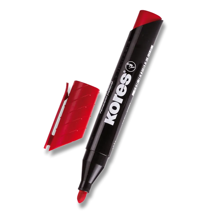 Główne zdjęcie produktu Permanentní popisovač Kores K-Marker červený