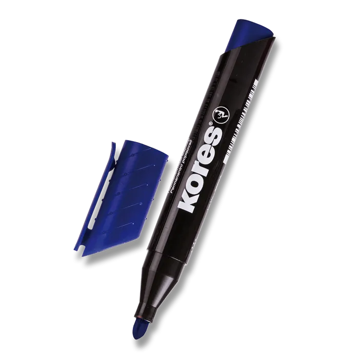 Główne zdjęcie produktu Permanentní popisovač Kores K-Marker modrý