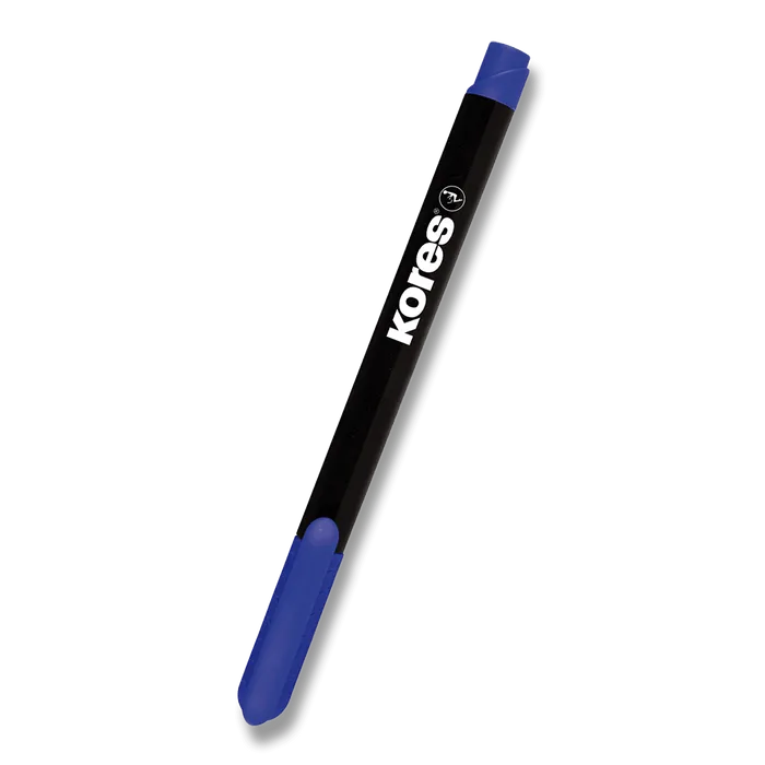 Główne zdjęcie produktu Permanentní popisovač Kores K-Marker tenký modrý