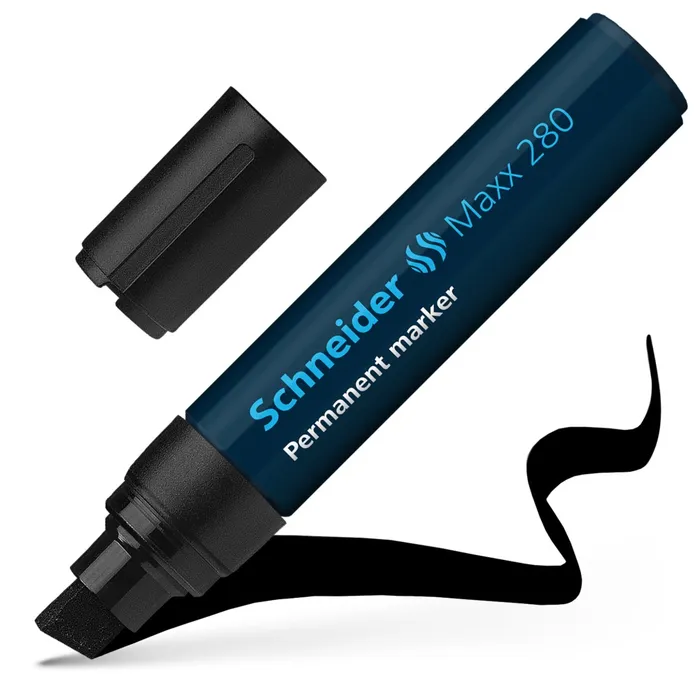 Główne zdjęcie produktu Permanentní popisovač "Maxx 280", černá, 4-12mm, klínový hrot, SCHNEIDER