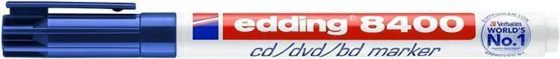 Główne zdjęcie produktu Permanentní popisovač na CD/DVD "8400", modrá, 0,5-1mm, EDDING