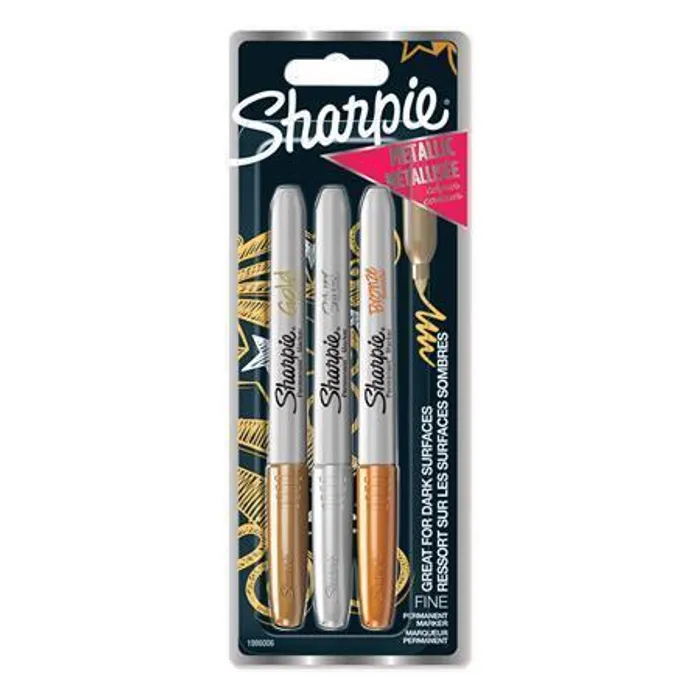 Główne zdjęcie produktu Permanentní popisovač Sharpie Fine sada 3 ks, metalické barvy