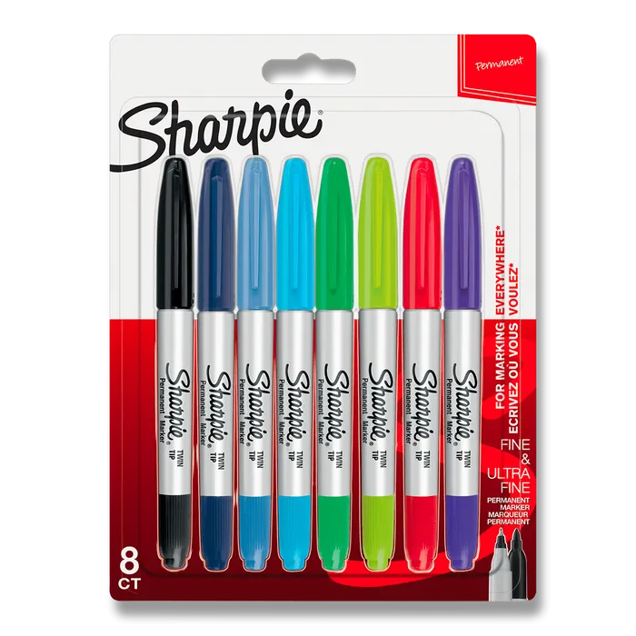 Główne zdjęcie produktu Permanentní popisovač Sharpie Twin Tip sada 8 ks