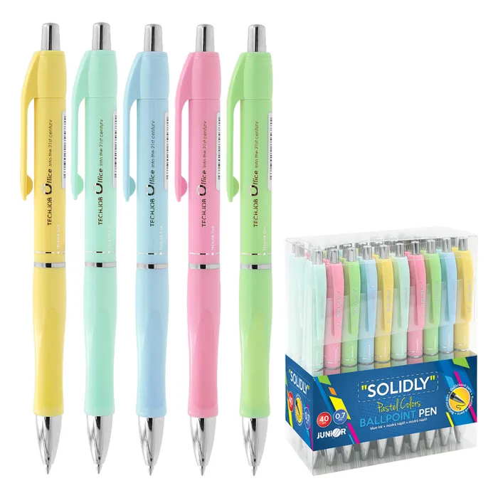 Główne zdjęcie produktu Pero kuličkové SOLIDLY TB 204-A Pastel 0,7 mm/modré, mix