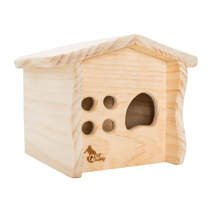 Główne zdjęcie produktu PetBuddy chaloupka přírodní, 20 x 18.5 x 16.5 cm, borové dřevo