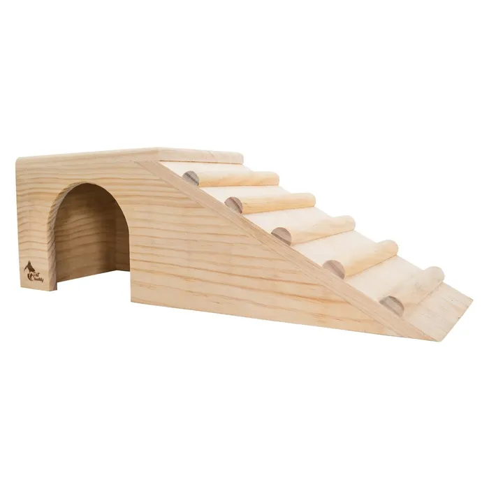Główne zdjęcie produktu PetBuddy domeček s rampou přírodní, 42 x 15 x 14 cm, borové dřevo