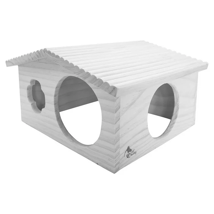 Główne zdjęcie produktu PetBuddy roubenka velká, přírodní domek, 33 x 28 x 18 cm, borové dřevo