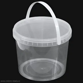 Pevný plastový kbelík / vědro s víkem čiré 3500 ml
