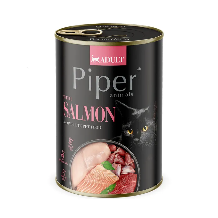 Główne zdjęcie produktu PIPER CAT konzerva pro kočky, s lososem 400g