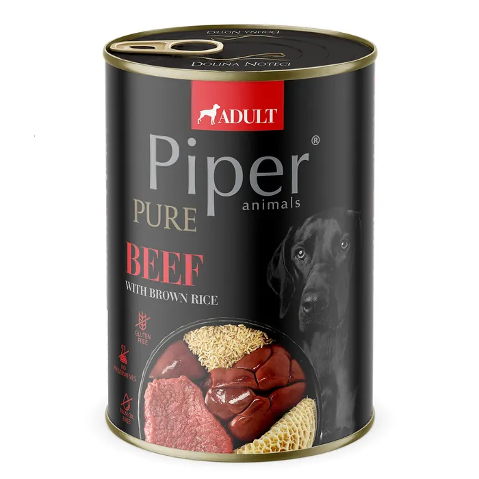 Główne zdjęcie produktu PIPER PLATINUM PURE hovězí s hnědou rýží, konzerva pro psy, 400 g