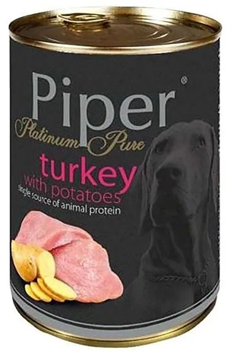 Główne zdjęcie produktu PIPER PLATINUM PURE krůta s bramborami, konzerva pro psy, 400 g