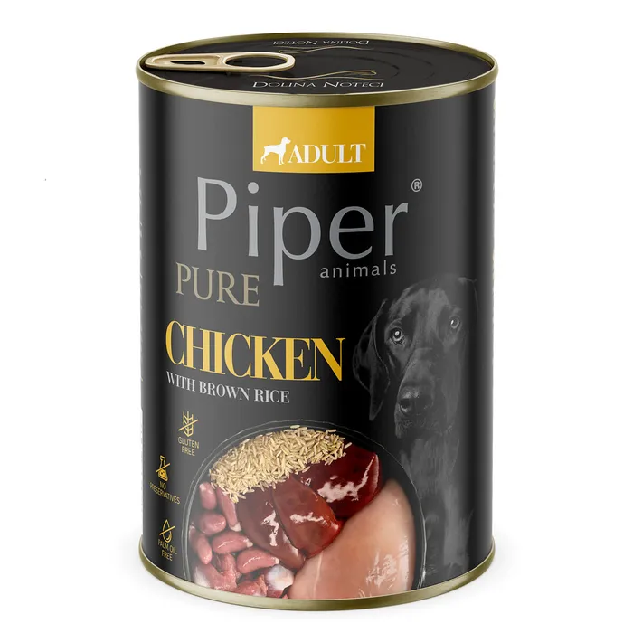 Główne zdjęcie produktu PIPER PLATINUM PURE kuře s hnědou rýží, konzerva pro psy, 400 g