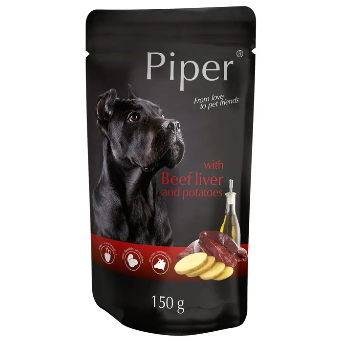 Główne zdjęcie produktu PIPER s hovězími játry a bramborami, kapsička pro psy 150 g