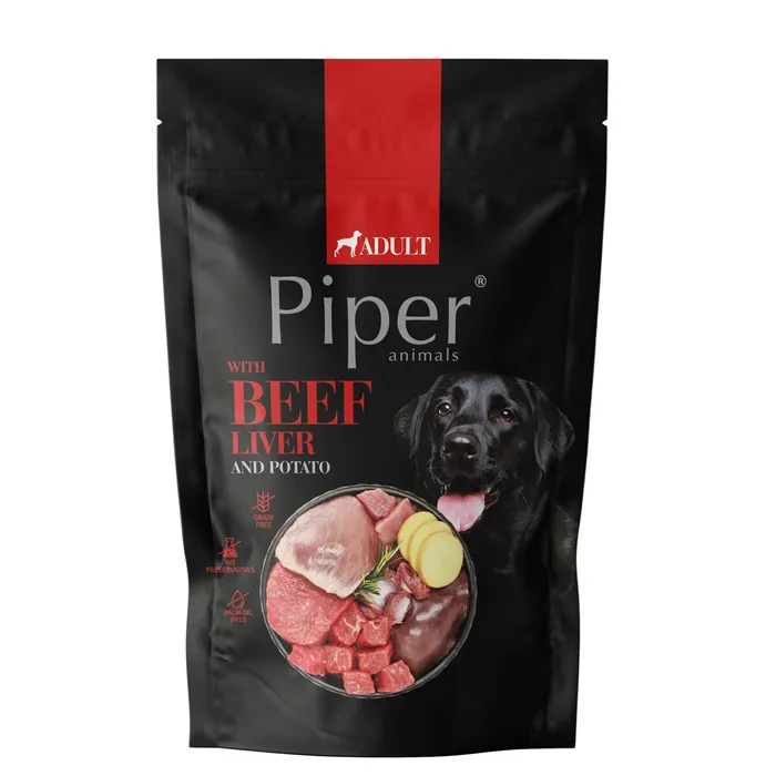 Główne zdjęcie produktu PIPER s hovězími játry a bramborami, kapsička pro psy 500g