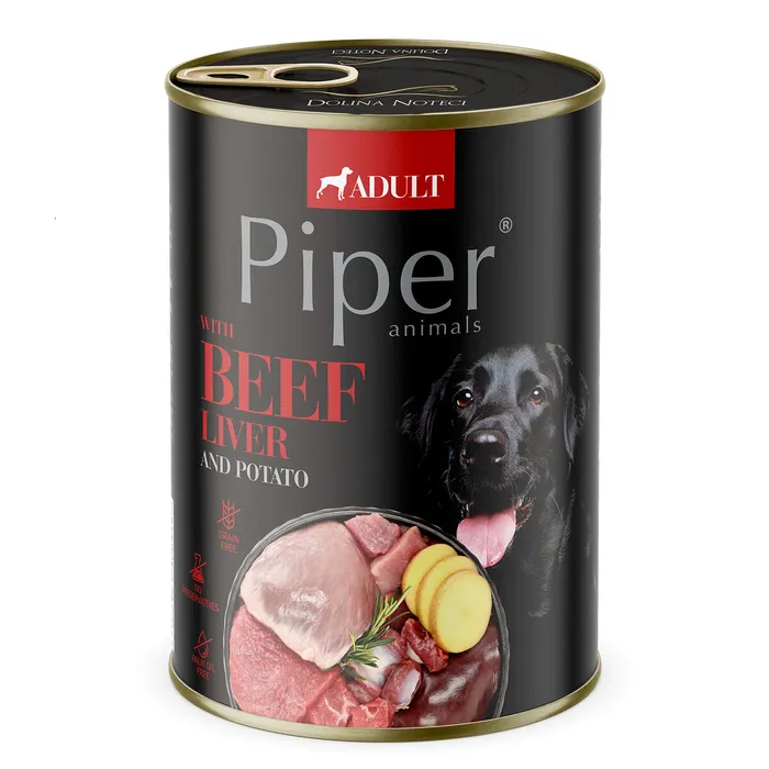Główne zdjęcie produktu PIPER s hovězími játry a bramborami, konzerva pro psy 400g