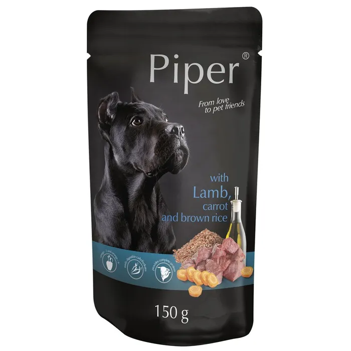 Główne zdjęcie produktu PIPER s jehněčím, mrkví a rýží, kapsička pro psy 150 g