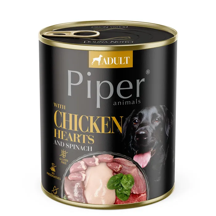 Główne zdjęcie produktu PIPER s kuřecími srdíčky a hnědou rýží, konzerva pro psy 800g