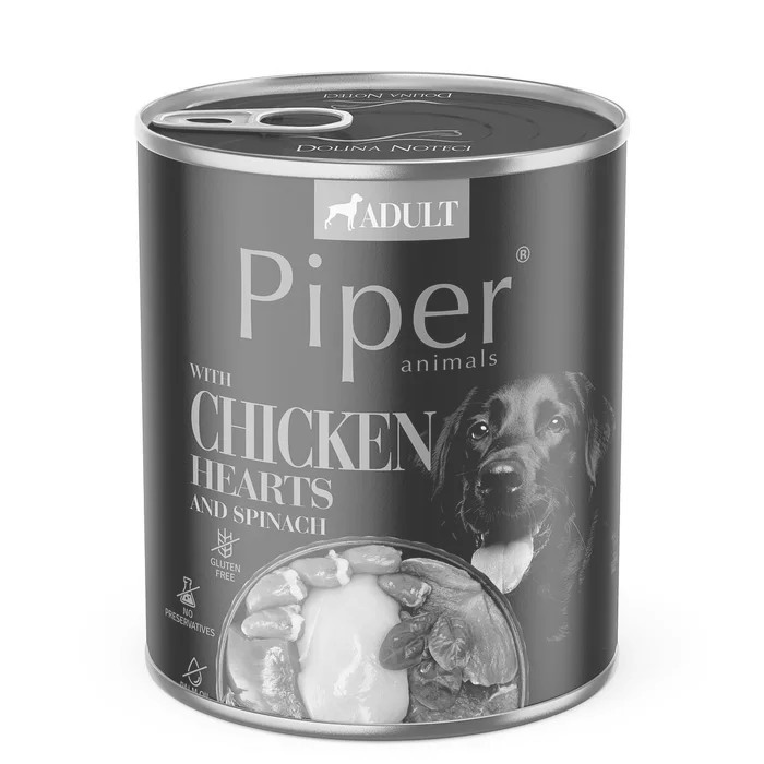 Główne zdjęcie produktu PIPER s kuřecími srdíčky a hnědou rýží, konzerva pro psy 800g